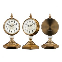 Gold Bronze Retro Table Clock Vintage Silent Classic Desk Clock 16159