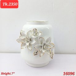 7" inches ceramic flower vase white flower glass shade home decorations