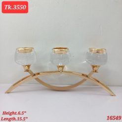 TableMetal candle stand 3 layer Glass cup golden Color Home decor decorations showpieces