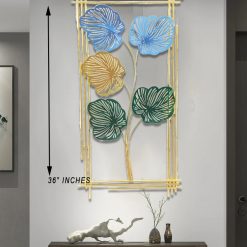 Metal Wall Art, Metal Wall Decor, Golden Leaf Art Decor Tropical Leaves Sculpture Hanging Wall Decor for Bedroom Bathroom Living Room, Wall Decorations,EID Wedding Gifts