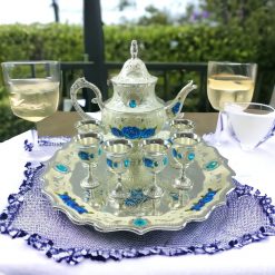 Silver blue metal surai set arabian style wine set tea cup set