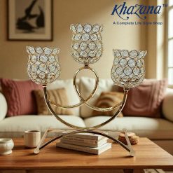 Golden Color Spiral Shape 3 in 1 Glossy Metal Made Candle Holder