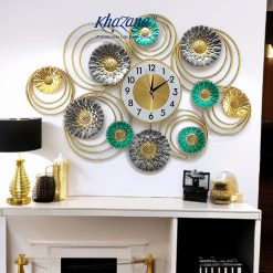 Artistic Floral & Ring Wall Clock - Multi-Tone Metallic Design