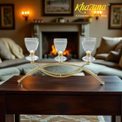 Golden and Crystal Three-Light Candelabra