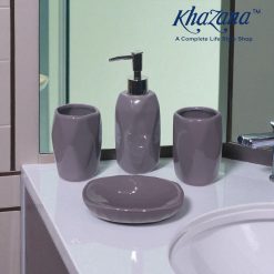 Modern Sculpted Ceramic 4-Piece Bathroom Accessory Set