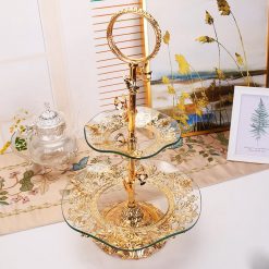 Glass fruit tray double layer glass fruit tray European style glass fruit tray