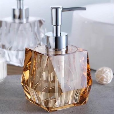 Hand Soap Dispenser 200Ml Soap Dispenser Luxury Cut Finish Resin Hand Dispensers with Electroplated Silver Pump for Kitchen, Bathroom Soap