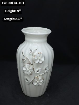 Classic White Vertical Ribbed Ceramic Vase