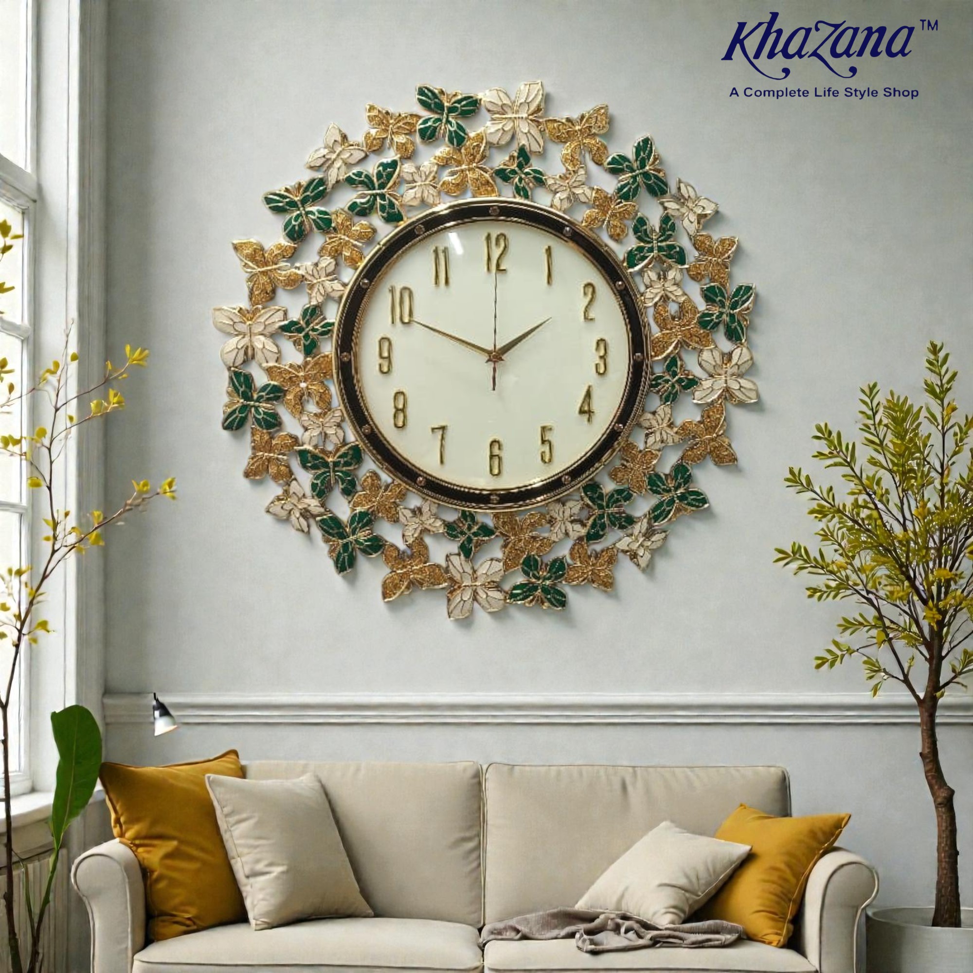 Butterfly Enamel Wall Clock Living Room Wall Clock Quartz Clock
