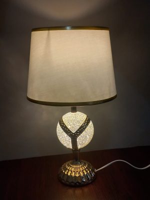 Elegant White & Gold Illuminated Crystal Sphere Table Lamp