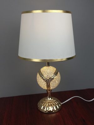 Elegant White & Gold Illuminated Crystal Sphere Table Lamp