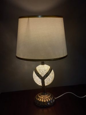 Elegant White & Gold Illuminated Crystal Sphere Table Lamp