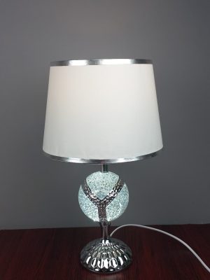 Sleek Silver & Icy Crystal Globe Table Lamp
