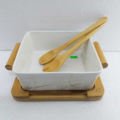 Alternative view of Northern European Marble Pattern Black/white Ceramics Square Fruit Salad Bowl Home Decoration Tableware Fruit Plate/snack Plate