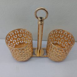 Alternative view of Metal spoon holder two pot golden color