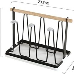 Alternative view of Coffee Cup Holder 6 Cups Black Home Cup Drying Rack Mug Drainer Stand Rack Non-slip Mugs Cups Stand Organizer with Wood Handle