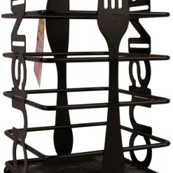 Alternative view of Black square strainer spoon holder for desk table