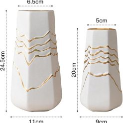 Alternative view of Decorative vase ceramic vase modern home decor vase with gold stripes, living room decoration hall table decor )
