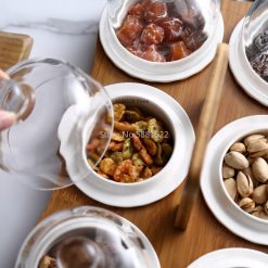 Alternative view of Creative Ceramic Snack Plate Fruit Platter Glass Cover Dessert Bowl Dried Fruit Plate Modern Living Room Snack Storage Plate