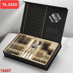 24 Pieces Stainless Steel silver Cutlery Set Fork Spoon Knife Cake Holder Dinner Kitchen Set Holiday Gift Box