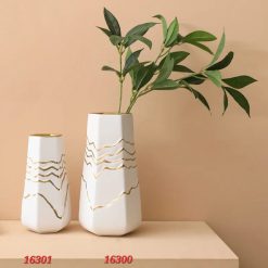 Decorative vase ceramic vase modern home decor vase with gold stripes, living room decoration hall table decor )