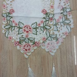 Alternative view of Enhance your table setting with our multi color white table runner