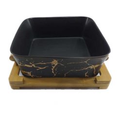 Alternative view of Northern European Marble Pattern Black/white Ceramics Square Fruit Salad Bowl Home Decoration Tableware Fruit Plate/snack Plate