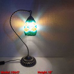 Turkish Lamp, Swan Neck Mosaic Table Lamp, Moroccan Decorative Glass Antique Bohemian Vintage Lamp Shade, Tiffany Desk Bedside Stained Glass Lamp with E12 Socket