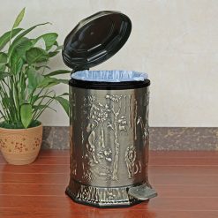 Vintage Trash Bin, Bronze Metal Rubbish Bin Living Room Restaurant 14808