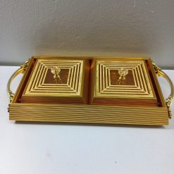 Alternative view of 2 slot serving tray micro fiber golden color