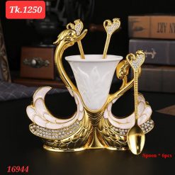 Swan Base Holder Spoon Organizer with 6 Spoons for Hotel, home