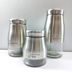 Alternative view of SET OF 3 KITCHEN STORAGE CANISTERS TEA COFFEE SUGAR JARS POTS CONTAINERS CADDY