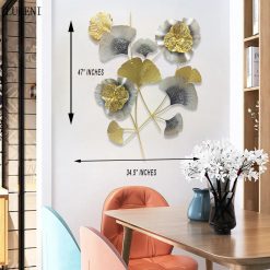 Metal Wall Decor Half Moon Gingko Leaf Abstract Wall Sculpture for Home/Office/Hotel/Living Room/Bedroom