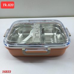 Alternative view of Metal lunch box two chamber airtight lid school office food stoarge box