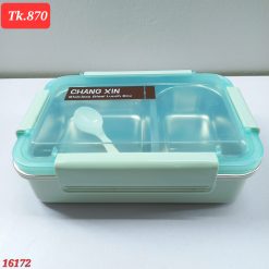 Alternative view of Tiffin box with a metal exterior two chamber Office/school lunch box