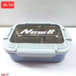 Alternative view of tiffin box with a metal exterior