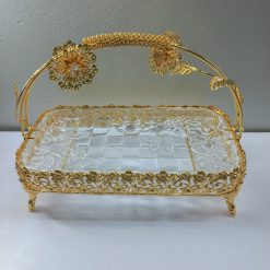 Alternative view of European style retro round fruit tray with waist collection and basket, square fruit basket furniture, living room dessert tray