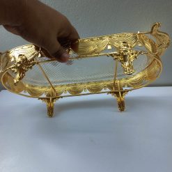 Alternative view of European style retro round fruit tray with waist collection and basket, square fruit basket furniture, living room dessert tray