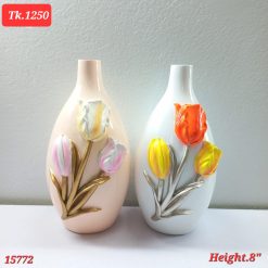 Fibre Amaze Shine iron vase Iron Vase (8 inch, White/pink)