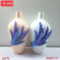 fibre Decorative, Lavender Flower, Frosted Glass Light Up Wine Bottle