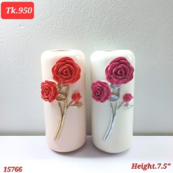 Fibre 3D flower vase ceramic home office flower vas decoration pcs pink/white vase 7.5"