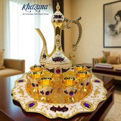 Arabian style multi color surai set metal weightable tray jug cup set