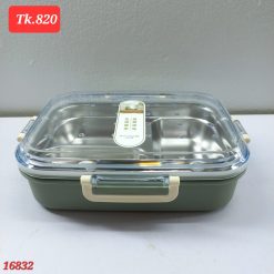 Alternative view of A food-grade PVC tiffin box with a metal exterior office/school lunch box