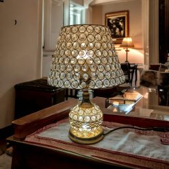 14.5-inches height metal crystal decorative table lamp