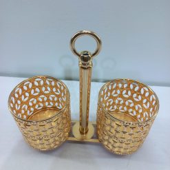 Alternative view of Luxury Gold-plated Iron Hollow Rotatable Home Multi-tube Knife Fork and Chopstick Drain Storage Rack 16397