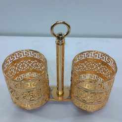 Alternative view of Luxury Gold-plated Iron Hollow Rotatable Home Multi-tube Knife Fork and Chopstick Drain Storage Rack 16397