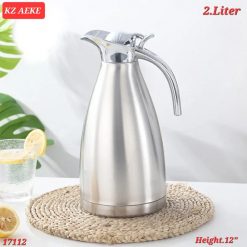 Alternative view of Stainless Steel thermos Silver Coffee Pot Vacuum Insulation Flasks Thermos Bottles with Press Button and Handle2L