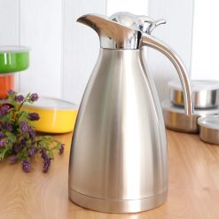 Alternative view of Stainless Steel thermos Silver Coffee Pot Vacuum Insulation Flasks Thermos Bottles with Press Button and Handle1.5L