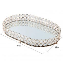 Alternative view of Feyarl Crystal Gold Cosmetic Vanity Tray Jewelry Organizer Tray Mirror Finished Decorative Tray
