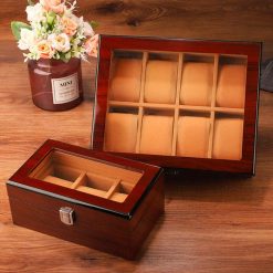 Watch Box Watch Storage Jewellery Box Men Women Gift 8 Digits Wooden Painted Watch Box with Storage Box for Glass Overlight Displays